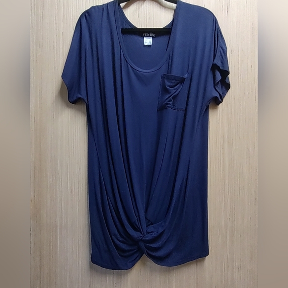 Venus Navy blue draped front tunic. New. Size large. - Picture 14 of 15